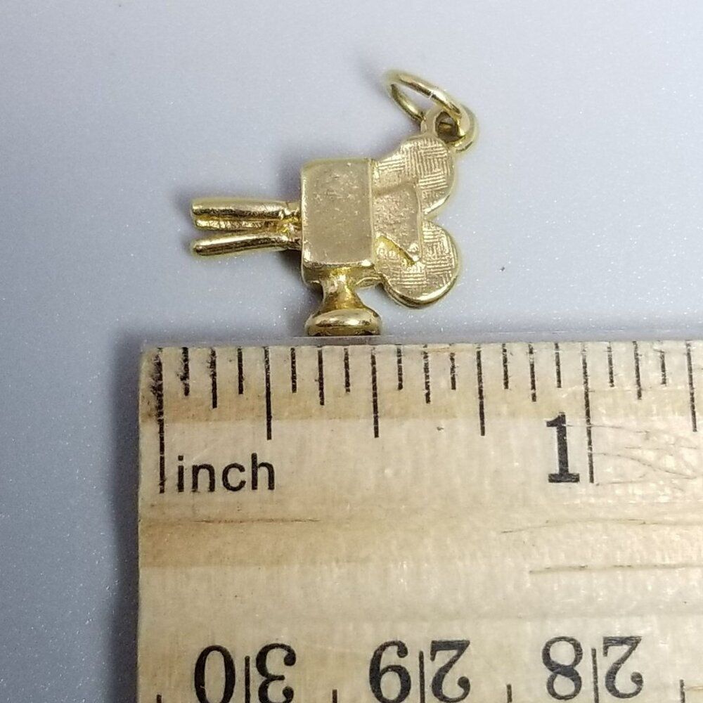 Vintage Movie Camera Charm Pendant, Gold Tone Retro Style Film Reel, Estate - Picture 4 of 6